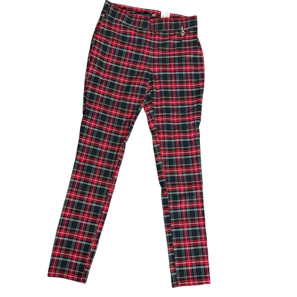 Tommy Hilfiger Red and Black Plaid Trousers